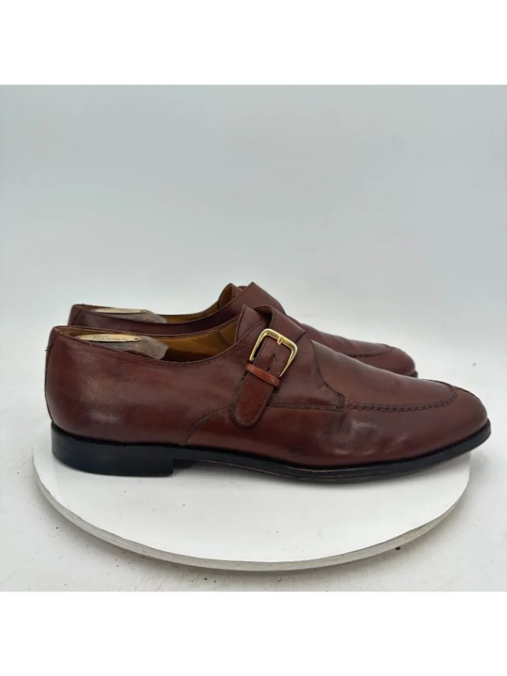 Mezlan Winthrop Men Size 12M Brown Leather Split Toe Single Monk Dress Shoes